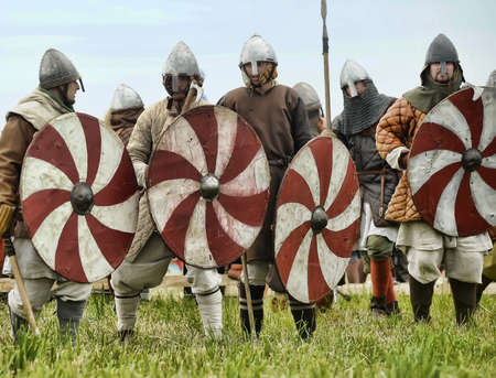 The museum-preserve Old Ladoga  Leningrad, Volkhov district,   Staraya Ladoga  annual military-historical festival early Middle Ages First Capital of Russia のeditorial素材