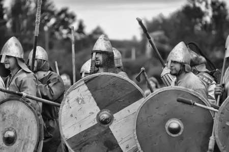 The museum-preserve Old Ladoga  Leningrad, Volkhov district,   Staraya Ladoga  annual military-historical festival early Middle Ages First Capital of Russia のeditorial素材