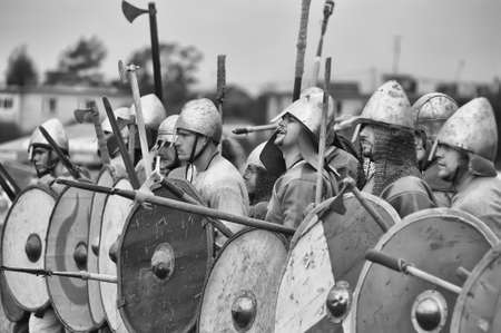 The museum-preserve Old Ladoga  Leningrad, Volkhov district,   Staraya Ladoga  annual military-historical festival early Middle Ages First Capital of Russia のeditorial素材