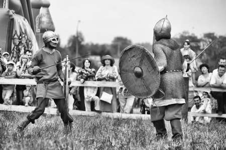 The museum-preserve Old Ladoga  Leningrad, Volkhov district,   Staraya Ladoga  annual military-historical festival early Middle Ages First Capital of Russia のeditorial素材
