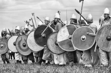 The museum-preserve Old Ladoga  Leningrad, Volkhov district,   Staraya Ladoga  annual military-historical festival early Middle Ages First Capital of Russia のeditorial素材