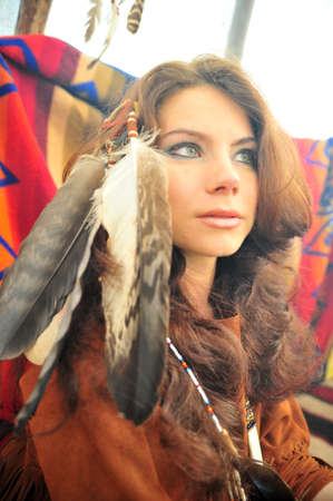 The girl in a suit of the American Indian 