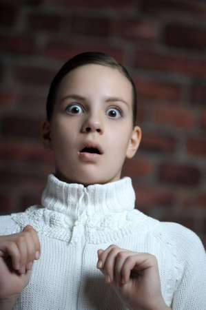 teen girl afraidの写真素材