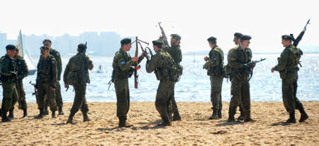 Exhibition of marine units on celebrating of day of the Navy, St. Petersburg, Russiaのeditorial素材