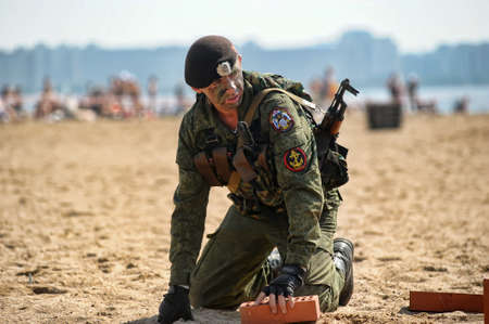 Exhibition of marine units on celebrating of day of the Navy, St. Petersburg, Russiaのeditorial素材
