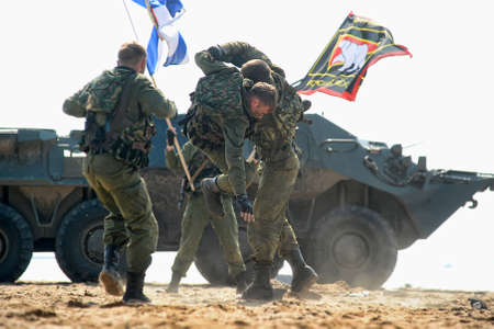 Exhibition of marine units on celebrating of day of the Navy, St. Petersburg, Russiaのeditorial素材