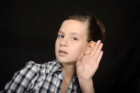 Girl listening の写真素材
