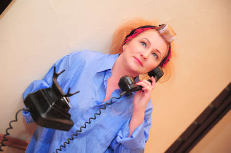 Vintage woman on telephone の写真素材