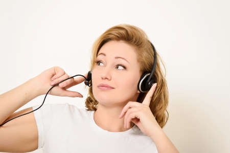 Woman with a Headsetの写真素材