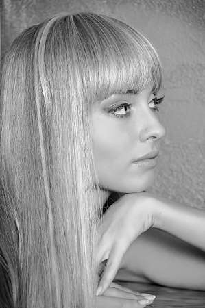 The blonde in a profileの写真素材