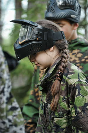 Girl paintball playerの写真素材