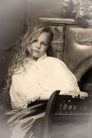 beautiful blond girl in retro style