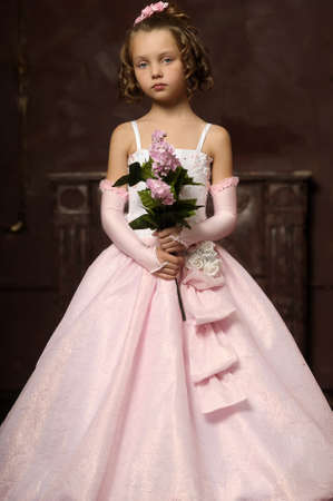 little princess in a pink dressの写真素材