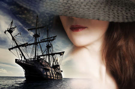 girl and a sailboat girl and a sailboat