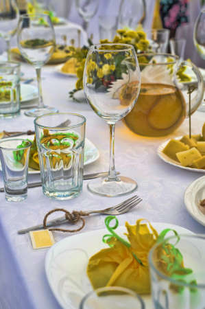 Fancy table set for a wedding lucnh