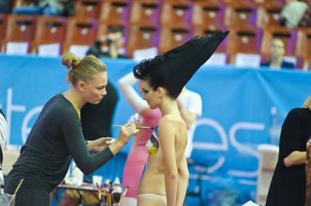 Models display body art designs during Body-Art Fashion Festivalのeditorial素材