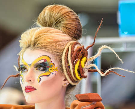 International Beauty Expo Championship on Hairdressing, Nail Design and Make-up for the Cup of Russia. International Festival of Beauty "Nevskie berega" Russia, St. Petersburgのeditorial素材