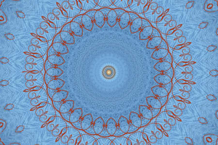 blue with brown circular pattern
