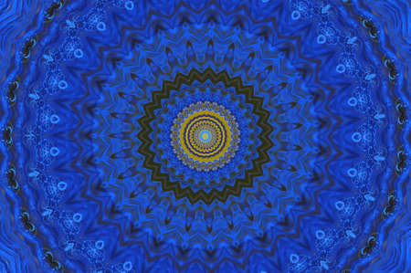 blue with yellow oriental ornamentの写真素材