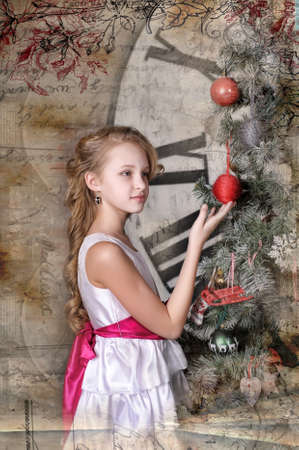 girl waiting for Christmasの写真素材