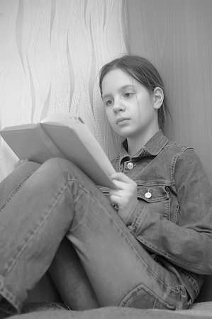 girl reading bookの写真素材