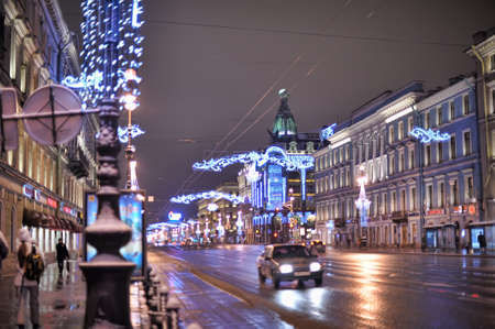 Nevsky Prospekt nightのeditorial素材