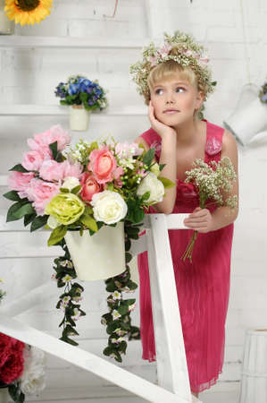 young flower girlの写真素材