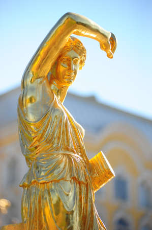 golden statues of the Peterhofの写真素材