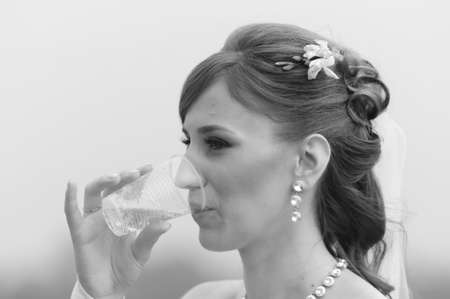 Bride with champagneの写真素材