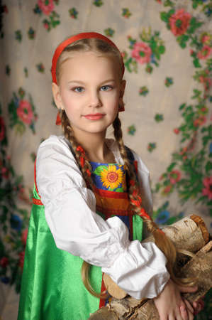 Girl in national russian costumeの写真素材