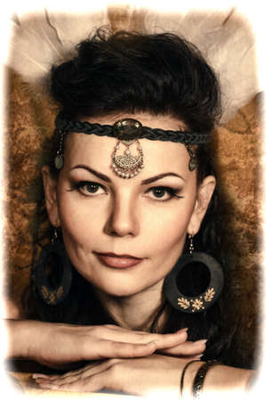 woman in a suit of the American Indianの写真素材