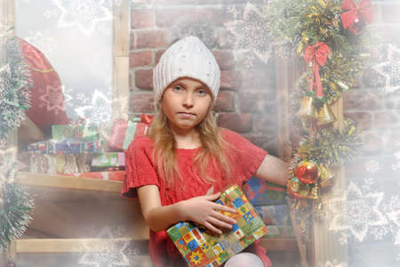 Christmas portrait of a girlの写真素材