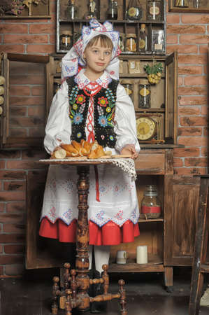 Girl in Polish national costume of Russiaの写真素材