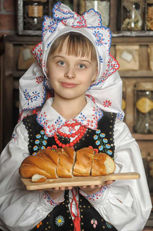 Girl in Polish national costumeの写真素材