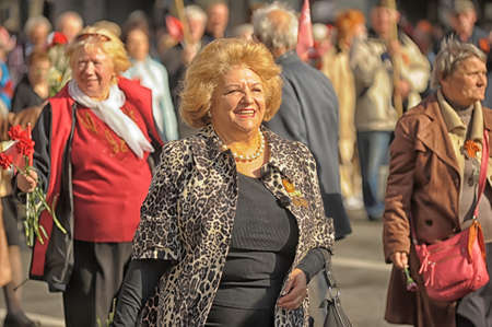 Participants in the parade of victory in Great Patriotic War on May 9, St  Petersburg, Russiaのeditorial素材