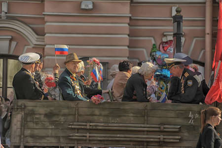 The parade of veterans of World War II on the Nevsky Prospect, St  Petersburg, Russia, May 9, 2013 のeditorial素材