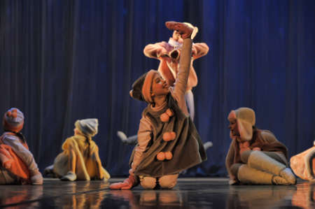Dance performance on stage, Festival of children s dance groups, St  Petersburg, Russia