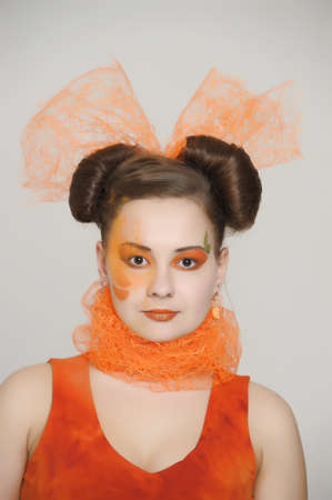 Girl in an orange dress