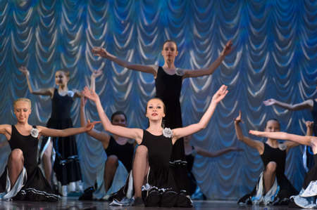 Dance performance on stage, Festival of children s dance groups, St  Petersburg, Russia のeditorial素材