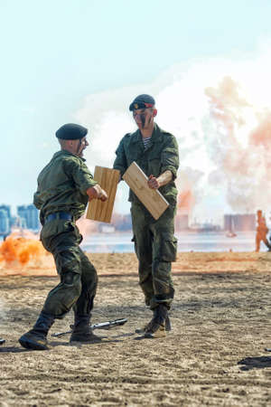 Show of the Marine Corps on the day of the Military Navy, Russia, St  Petersburg, July 2013のeditorial素材