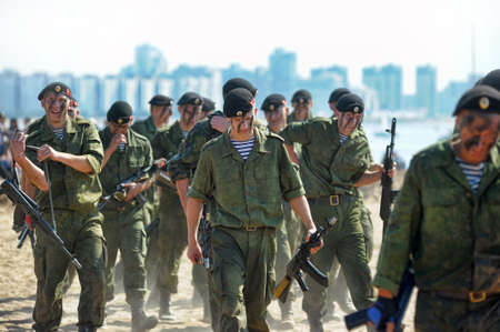 Show of the Marine Corps on the day of the Military Navy, Russia, St  Petersburg, July 2013