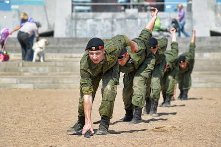 Show of the Marine Corps on the day of the Military Navy, Russia, St  Petersburg, July 2013