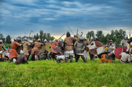 The museum-preserve Old Ladoga  Leningrad, Volkhov district,   Staraya Ladoga  annual military-historical festival early Middle Ages First Capital of Russia のeditorial素材