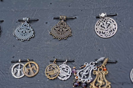 Medieval copper amulets for saleの写真素材