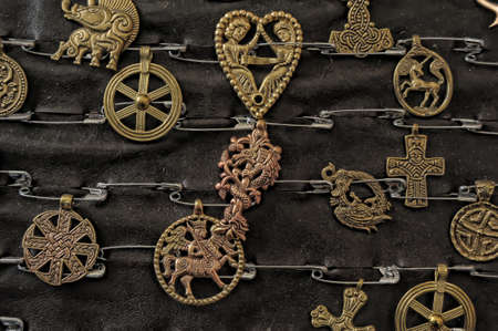 Medieval copper amulets for saleの写真素材
