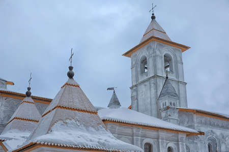 The Holy Trinity Alexander Svirsky Monastery in winterの写真素材