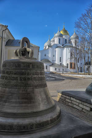 Old church bells in the Novgorod kremlin, Russia.の写真素材