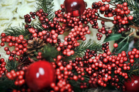 christmas background with red apple