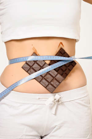 The girl measures a waistの写真素材