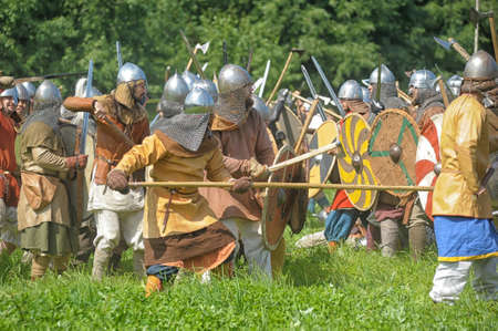 The museum-preserve Old Ladoga  Leningrad, Volkhov district,  Staraya Ladoga  annual military-historical festival early Middle Ages First Capital of Russia のeditorial素材
